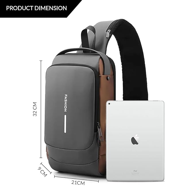Crossbody Sling Bag for Men & Women with USB Charging Port, Waterproof Casual Shoulder Bag