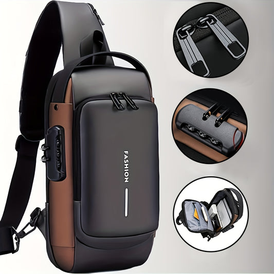 Crossbody Sling Bag for Men & Women with USB Charging Port, Waterproof Casual Shoulder Bag
